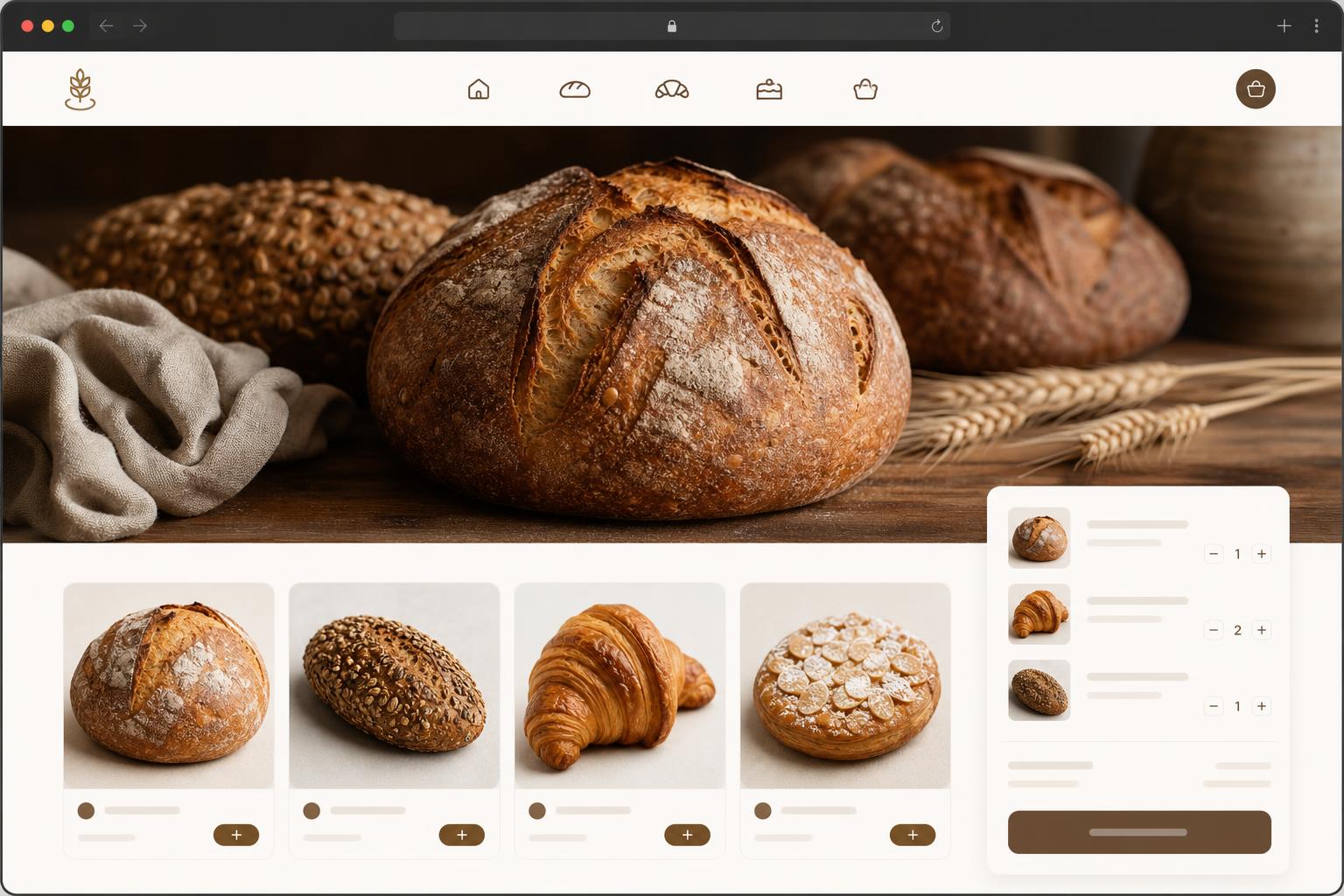 Pékség oldal – Webshop + rendelés bemutató kép